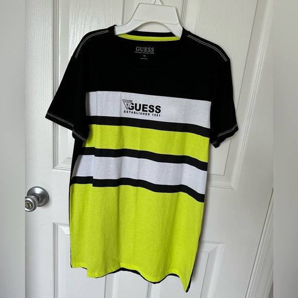 Guess Black and Neon Yellow Colorblock Tee - Picture 2 of 5